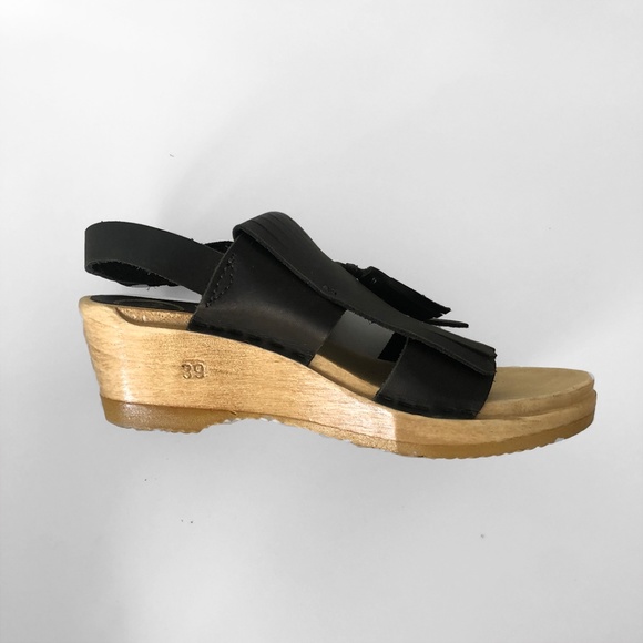 No.6 Store Black Tassel leather wedge clog sandals_ 39 - Picture 5 of 10